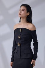 Midnight Star Off-Shoulder Tailored Gown - Image 3