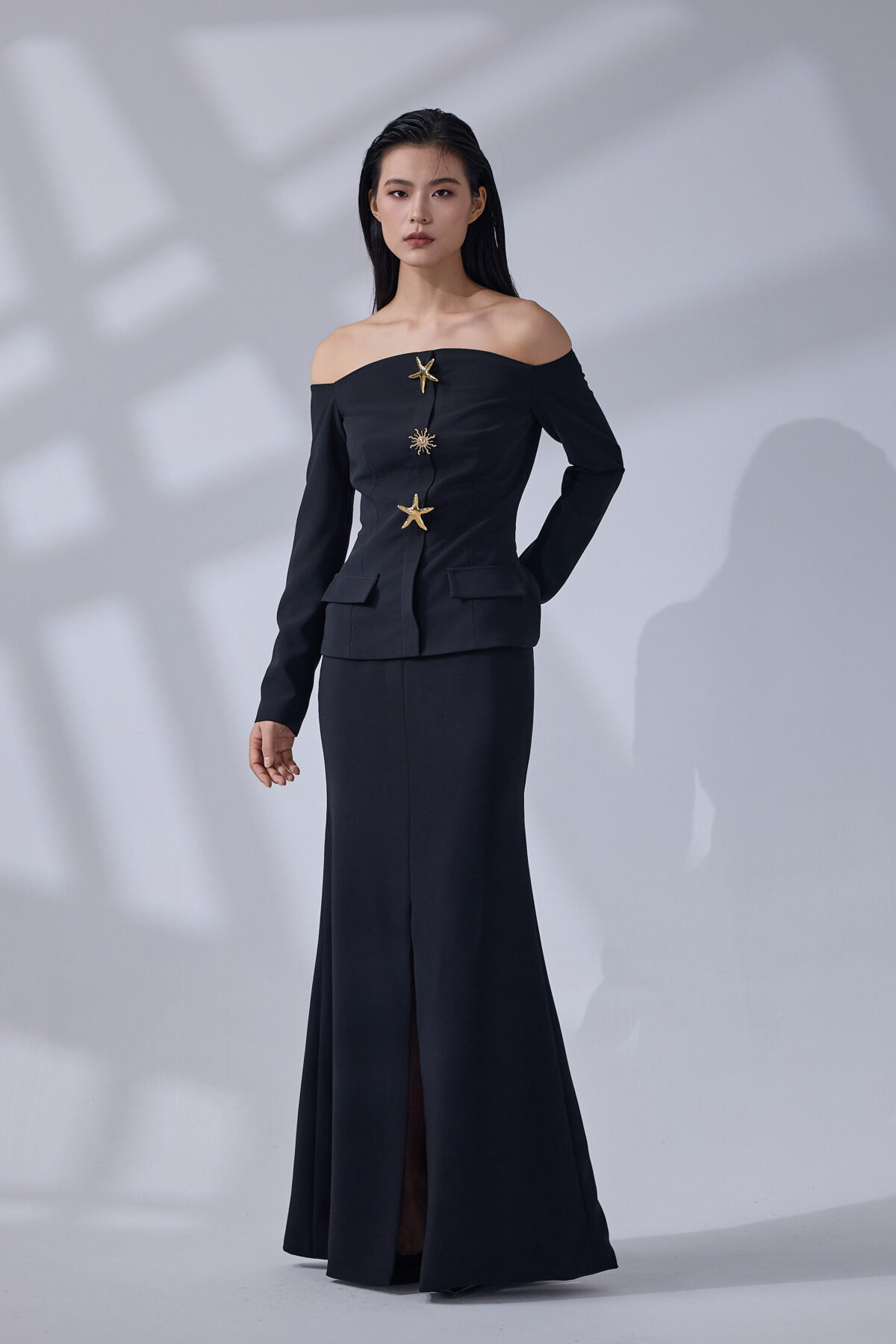 Midnight Star Off-Shoulder Tailored Gown - Image 2