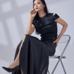 Blouse and leather skirt set