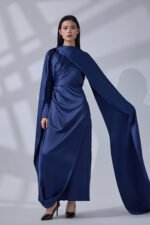 Royal Azure Drape Gown - Image 2