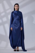 Royal Azure Drape Gown - Image 4