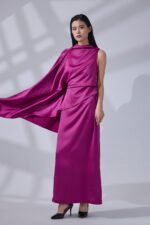 Fuchsia Drape Elegance Gown - Image 2