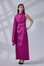 Fuchsia Drape Elegance Gown - Image 5