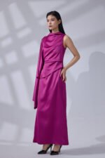 Fuchsia Drape Elegance Gown - Image 3
